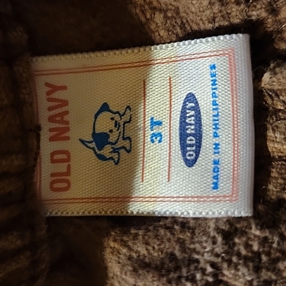 Vtg Old Navy Girl's Brushed Brown Denim Jeans Zip Pockets Pink Ribbon 3T - Picture 5 of 6